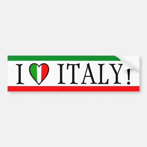 I Love Italy Heart Flag Bumper Sticker