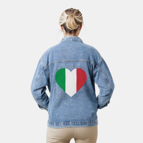 I Love Italy Italian Flag Heart Denim Jacket