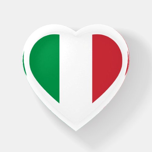 I Love Italy Italian Flag Heart Shaped Glass Paperweight