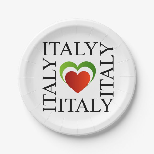 I love italy with italian flag colors paper plates (Front)