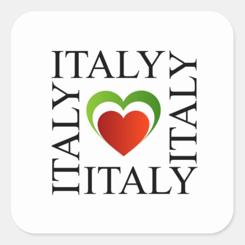 I love italy with italian flag colors square sticker