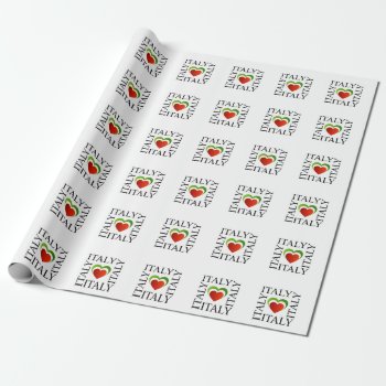 I Love Italy With Italian Flag Colors Wrapping Paper by ShawlinMohd at Zazzle