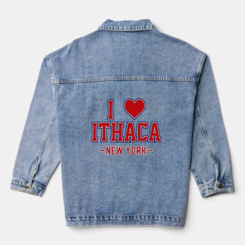 I Love Ithaca New York  Denim Jacket