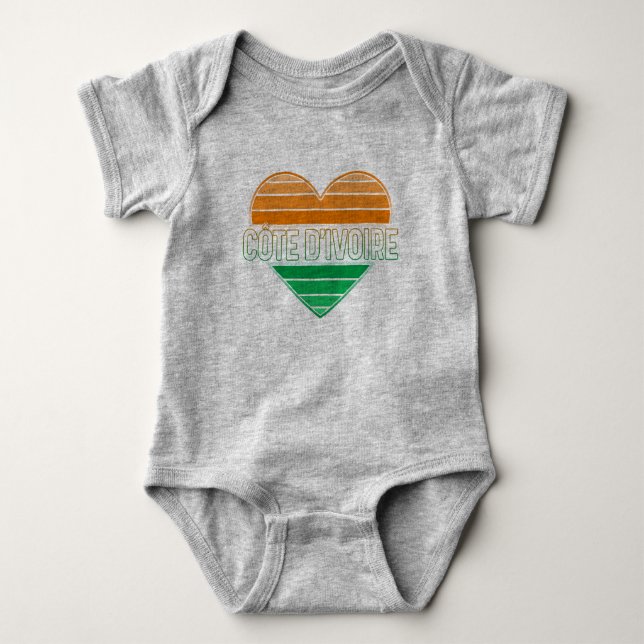 I Love Ivory Coast, Côte d'Ivoire Heart Baby Bodysuit (Front)