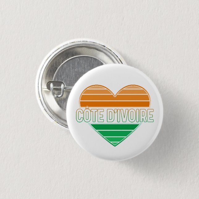 I Love Ivory Coast, Côte d'Ivoire Heart Button (Front & Back)