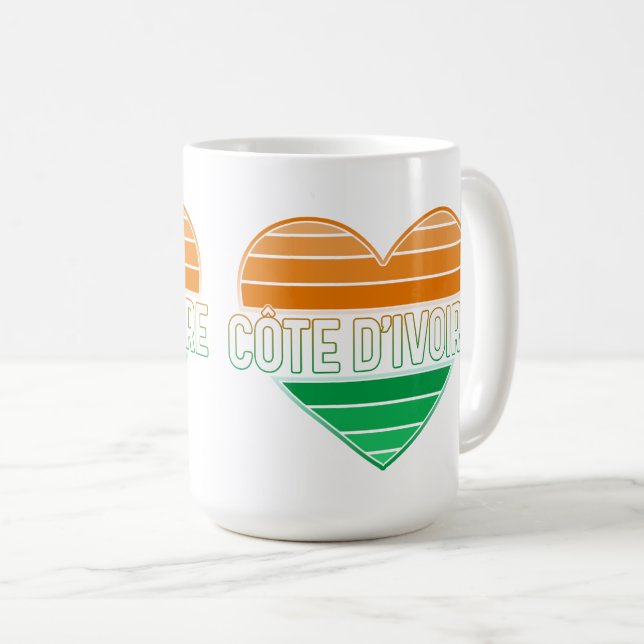 I Love Ivory Coast, Côte d'Ivoire Heart Coffee Mug (Front Right)