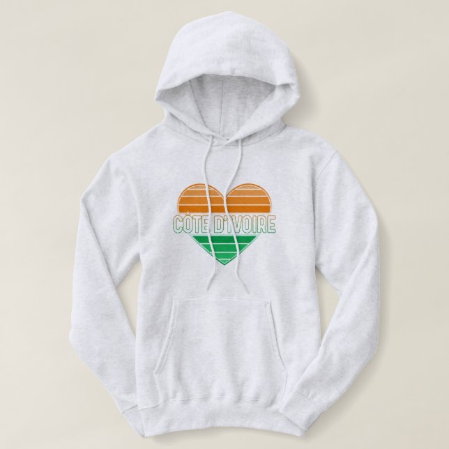 I Love Ivory Coast, Côte d'Ivoire Heart Hoodie (Design Front)