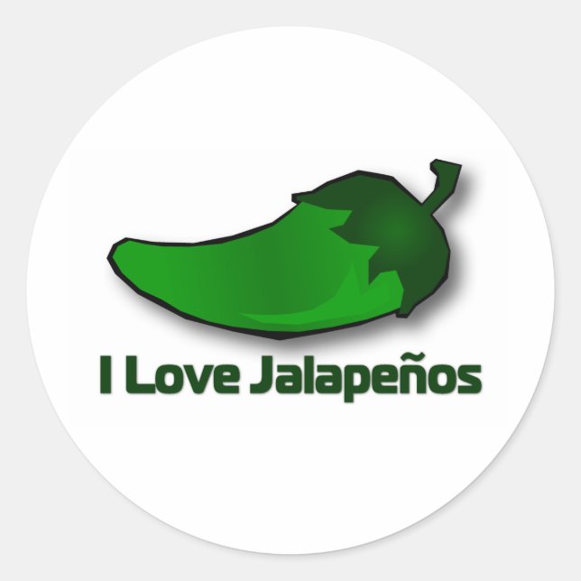 I Love Jalapenos Classic Round Sticker (Front)