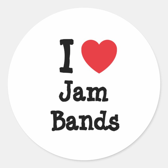 I love Jam Bands heart custom personalized Classic Round Sticker (Front)