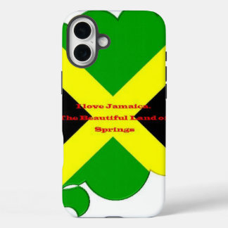 I Love Jamaica | Bold Flag Typography Art Design iPhone 16 Plus Case