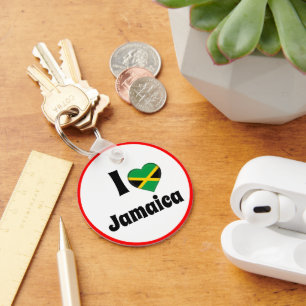 I love Jamaica & Jamaican Heart - travel / sports Keychain