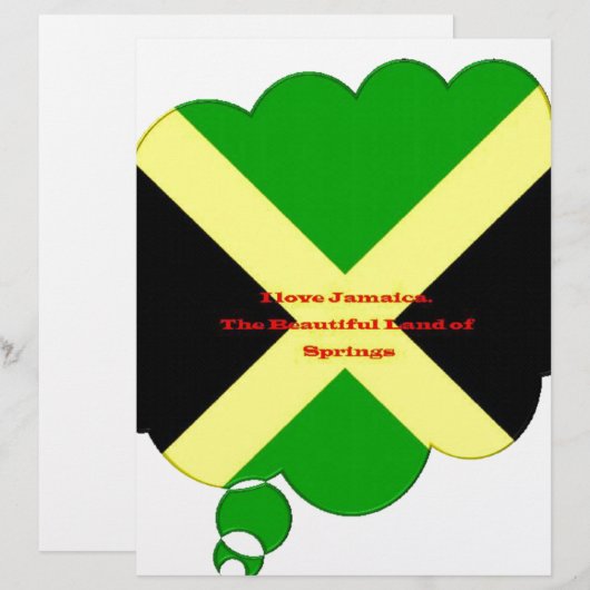 I Love Jamaica National Flag Colors (Front/Back)