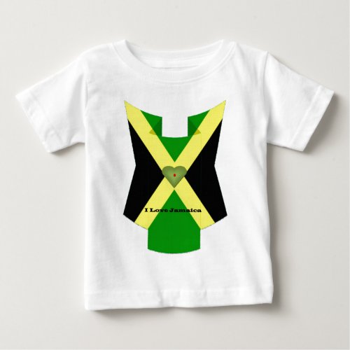 I Love Jamaica National Flag Colors Pattern Design Baby T_Shirt