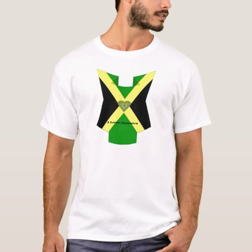I Love Jamaica National Flag Colors Pattern Design T_Shirt