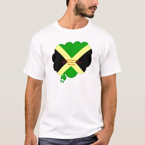 I Love Jamaica National Flag Colors Pattern Design T_Shirt