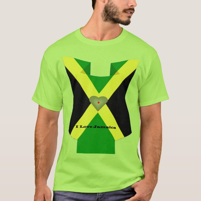 I love Jamaica National Flag Colors T-Shirt (Front)