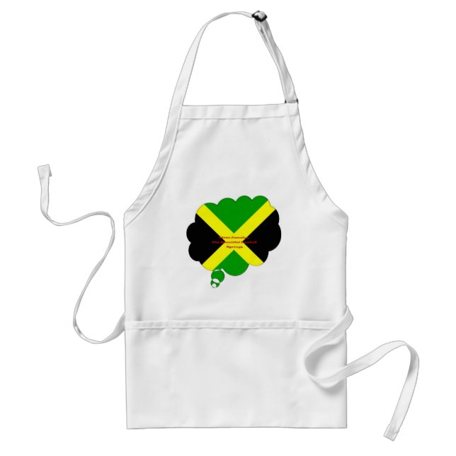 I Love Jamaica Text on Flag Art Print Adult Apron (Front)