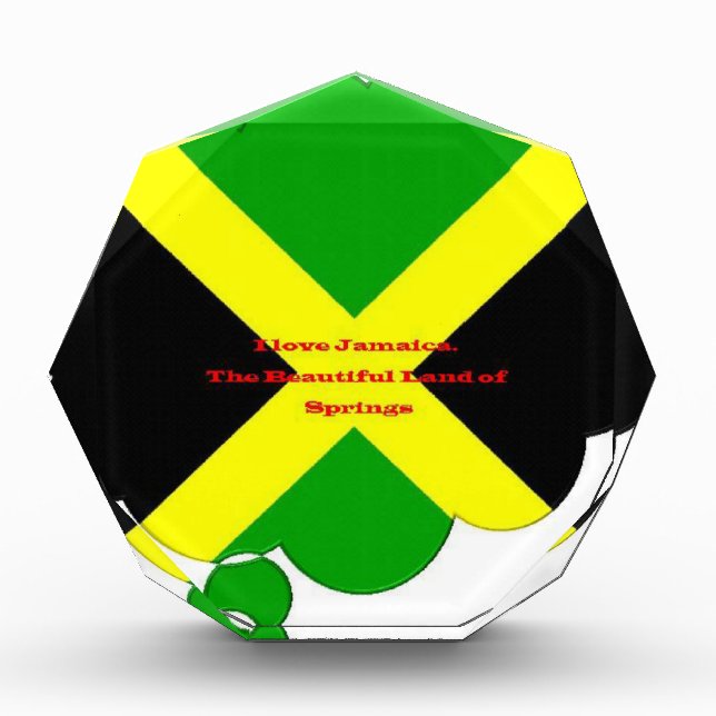 I Love Jamaica Text on Flag Art Print Award (Front)