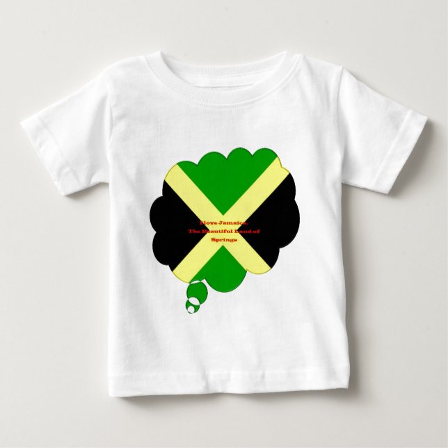 I Love Jamaica Text on Flag Art Print Baby T-Shirt (Front)