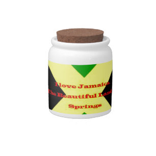 I Love Jamaica Text on Flag Art Print Candy Jar
