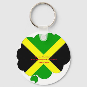 I Love Jamaica Text on Flag Art Print Keychain