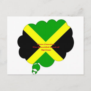 I Love Jamaica Text on Flag Art Print Postcard