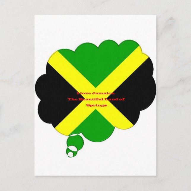 I Love Jamaica Text on Flag Art Print Postcard (Front)