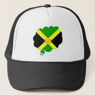 I Love Jamaica Text on Flag Art Print Trucker Hat
