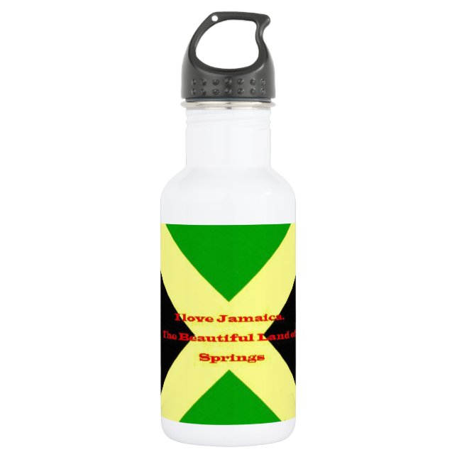 I Love Jamaica. The Beautiful Land of Springs Water Bottle (Front)