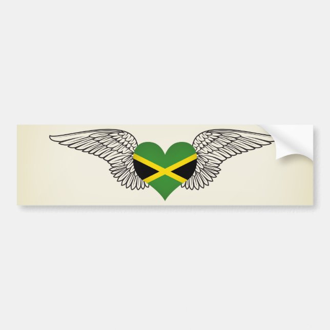 I Love Jamaica -wings Bumper Sticker (Front)