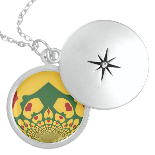 I love Jamaica with Compassion Red Gold Green Locket Necklace (Front)