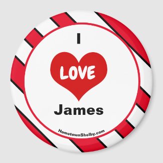 I Love James magnet