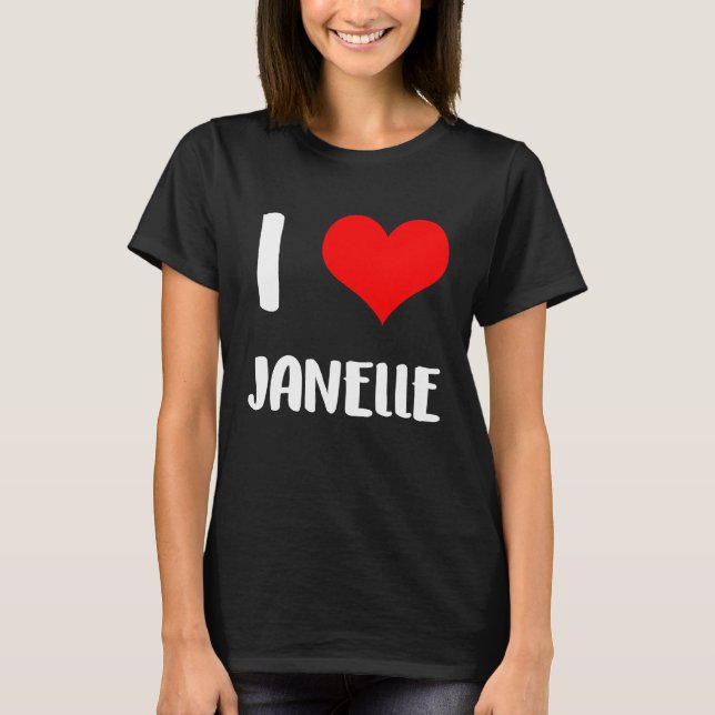 I love JANELLE  valentine guy heart Anniversary 6 T-Shirt (Front)