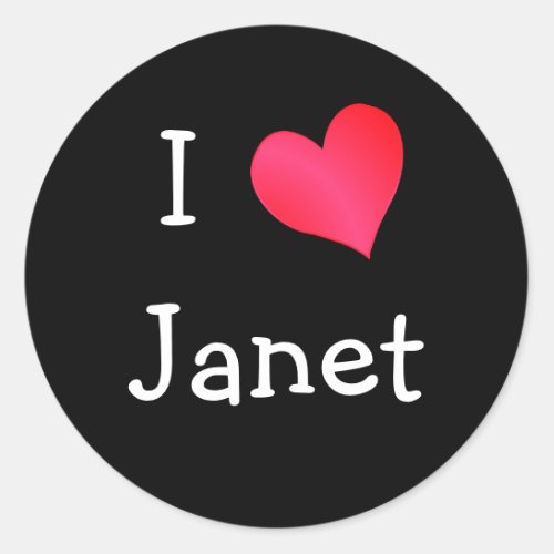I Love Janet Classic Round Sticker