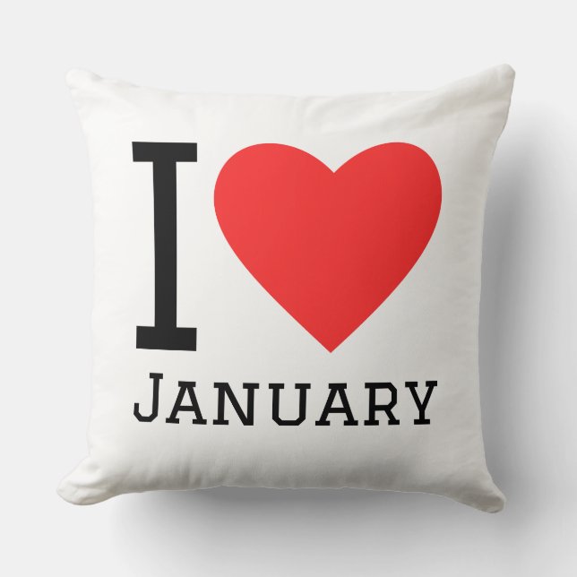 I love January  Square Sticker Throw Pillow (Front)