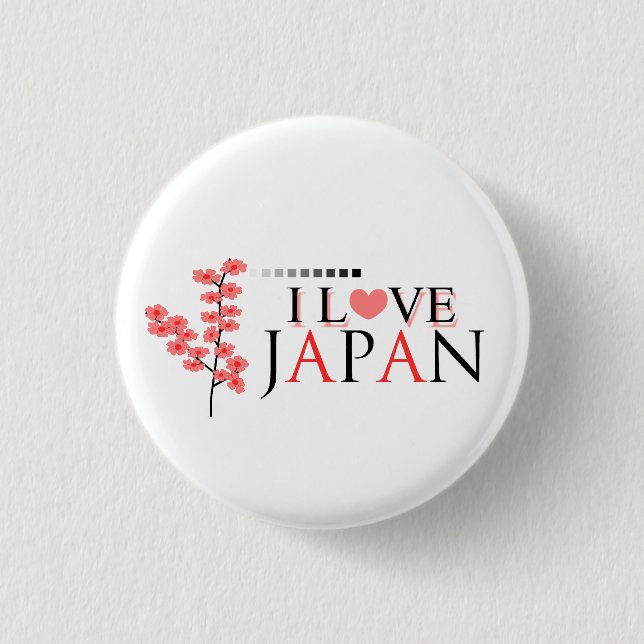 "I love Japan" design for Japan Lovers Button (Front)