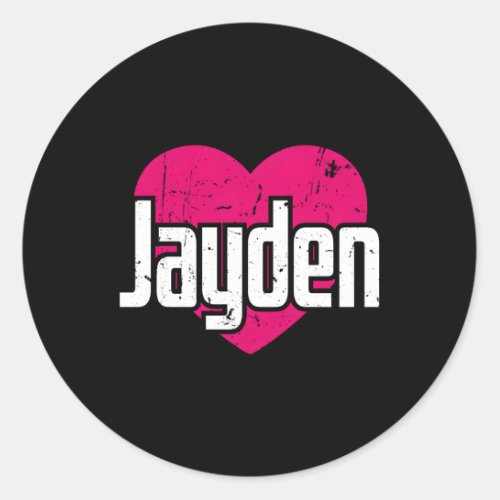 I Love Jayden First Name I He Jayden Classic Round Sticker