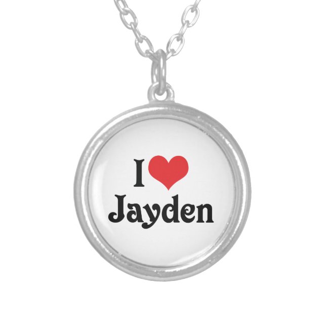 I Love Jayden Silver Plated Necklace (Front)