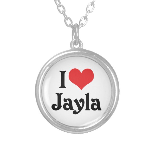 I Love Jayla Silver Plated Necklace (Front)