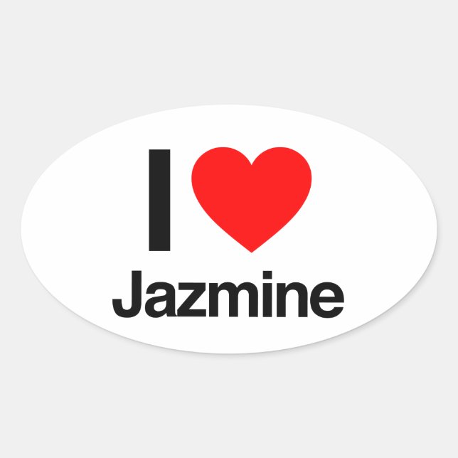 i love jazmine oval sticker (Front)