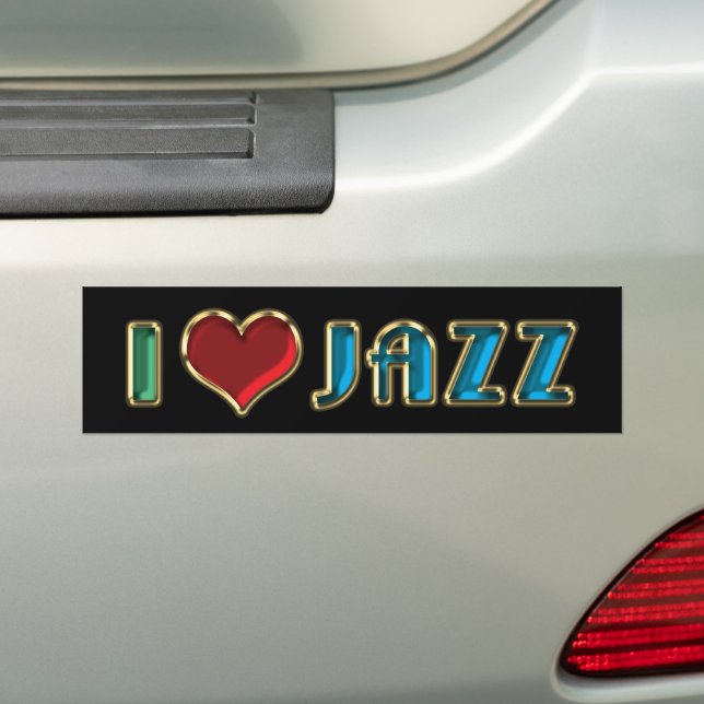 I Love Jazz Bumper Sticker (On Car)
