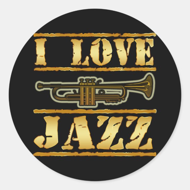 I LOVE JAZZ CLASSIC ROUND STICKER (Front)