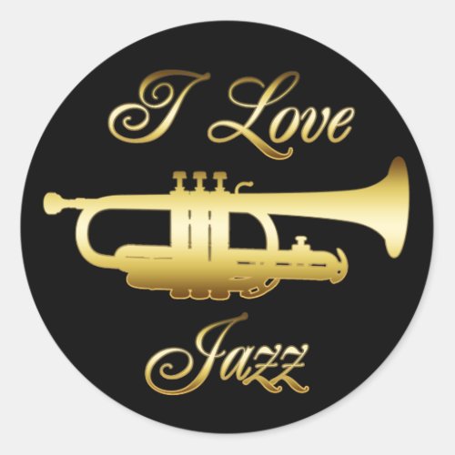 I LOVE JAZZ CLASSIC ROUND STICKER