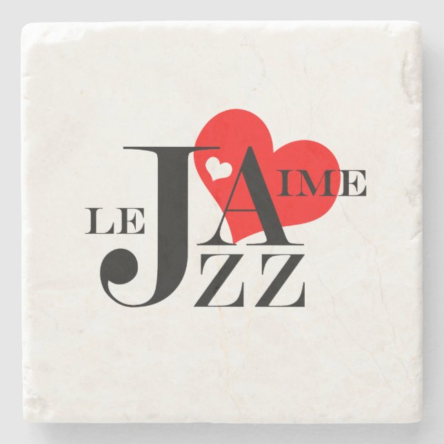 I Love Jazz - French Jazz Lover Stone Coaster (Front)