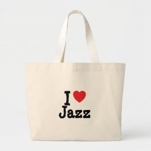 I love Jazz heart custom personalized Large Tote Bag