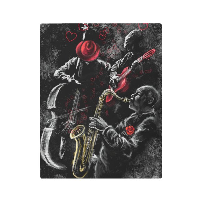 I Love Jazz Music Metal Print (Front)