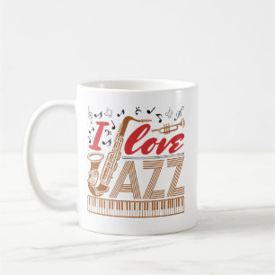 I Love Jazz Music Musician Fan Saxophone Coffee Mug
