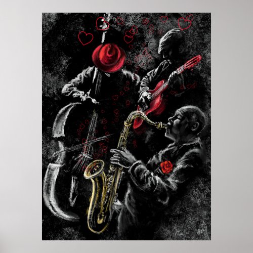 I Love Jazz Music Poster _ Painting Art