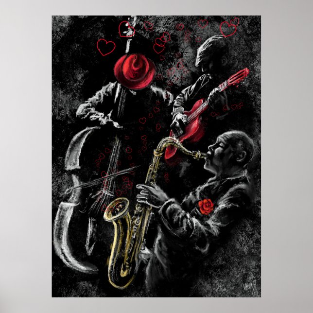 I Love Jazz Music Poster - Painting Art (Front)