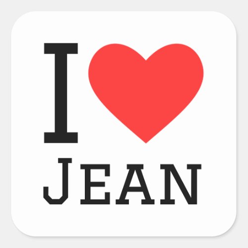 I love jean square sticker